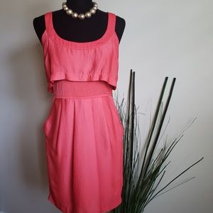 Just Choon| Coral Sleeveless Dress w Pleats